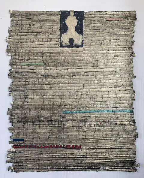 Silver, Painted fabric strips, 2022